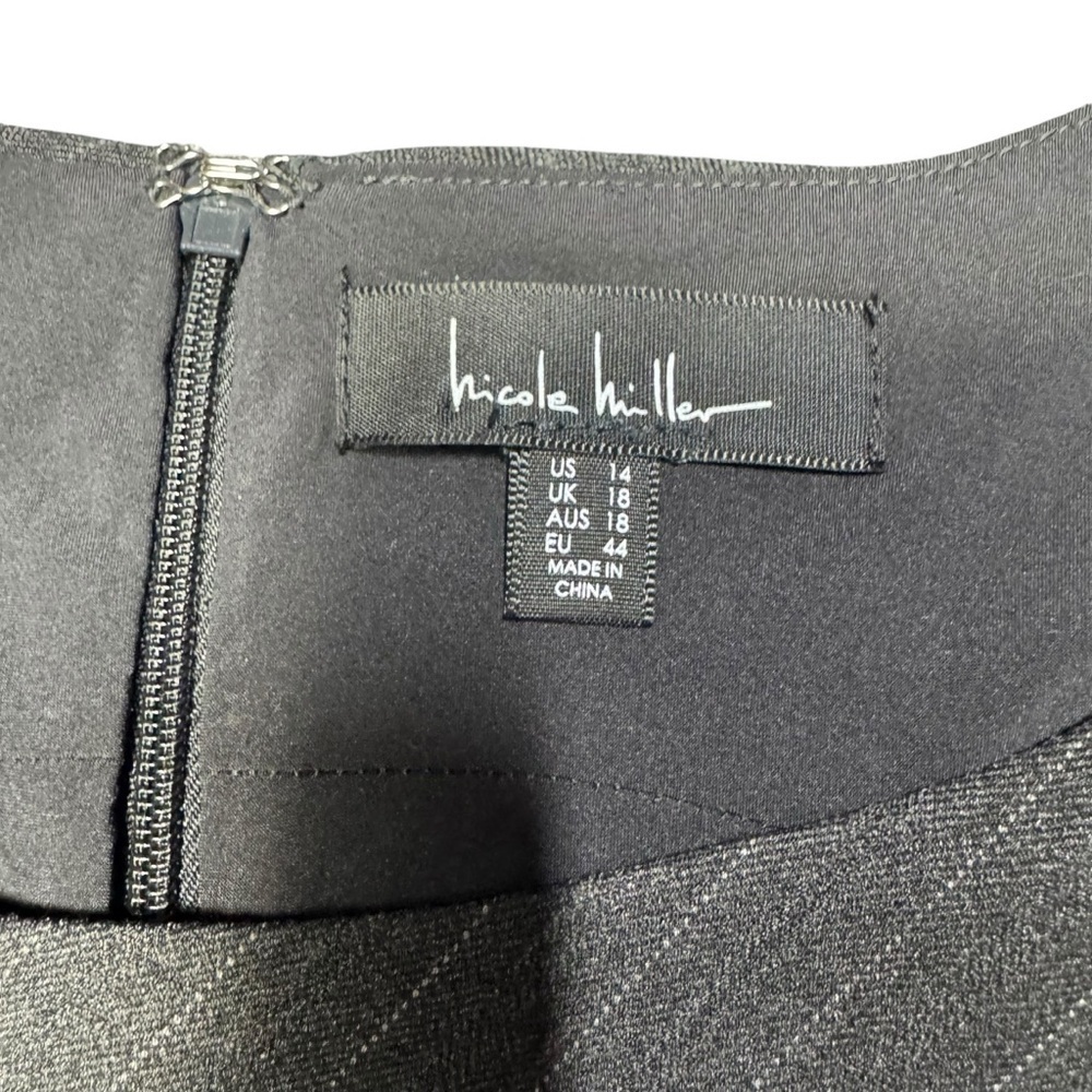 NWT New $179 Nicole Miller Grey Short Sleeve Asymmetrical Hem Dress Size 14 - Picture 5 of 9